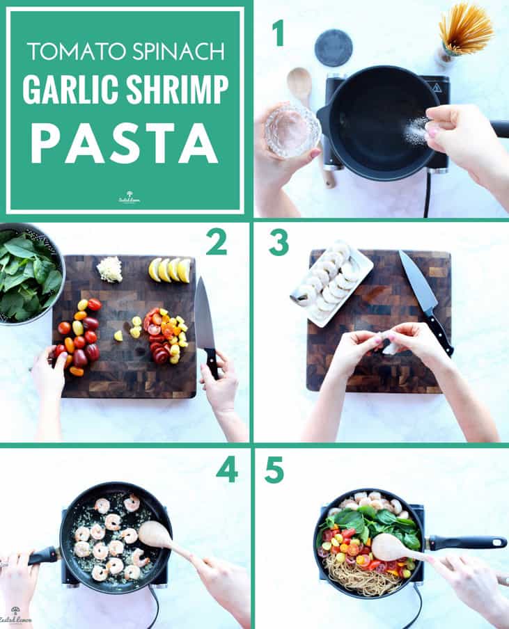 Instructions to make shrimp pasta recipe.